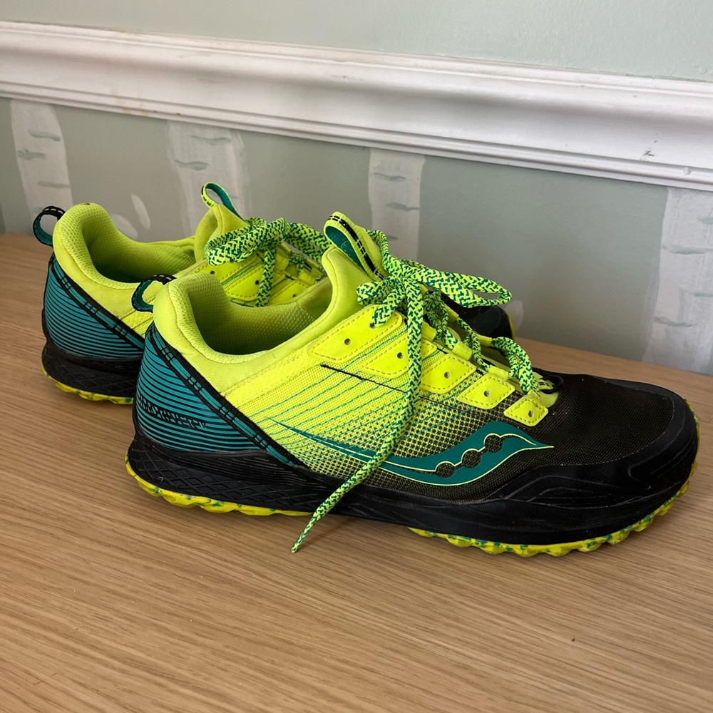 Saucony Mad River Trail Running Shoes Sneakers- Citron/Black - s20521-37